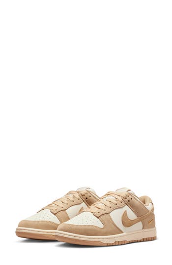 Nike Dunk Low Basketball Sneaker In Sail/ White/ Gold/ Linen