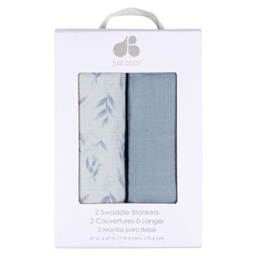 Just Born Muslin Swaddle Blue Blankets 2-pack In Blue