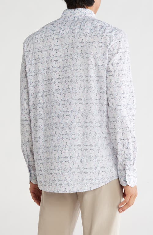 Johnston & Murphy Martini Print Cotton Button-up Shirt