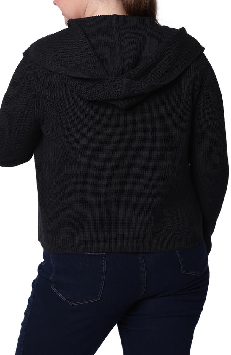 MINNIE ROSE Cotton & Cashmere Hooded Cardigan, Alternate, color, Black