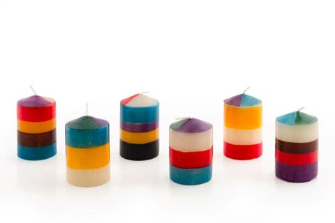 Memphis Stripe Painted Candles - Set of 6