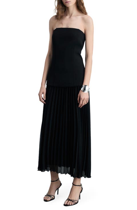 Strapless Mixed Media Maxi Dress