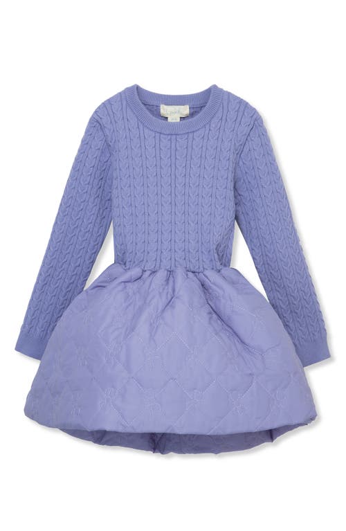 Peek Aren'T You Curious Kids' Long Sleeve Mixed Media Fit & Flare Dress in Blue 