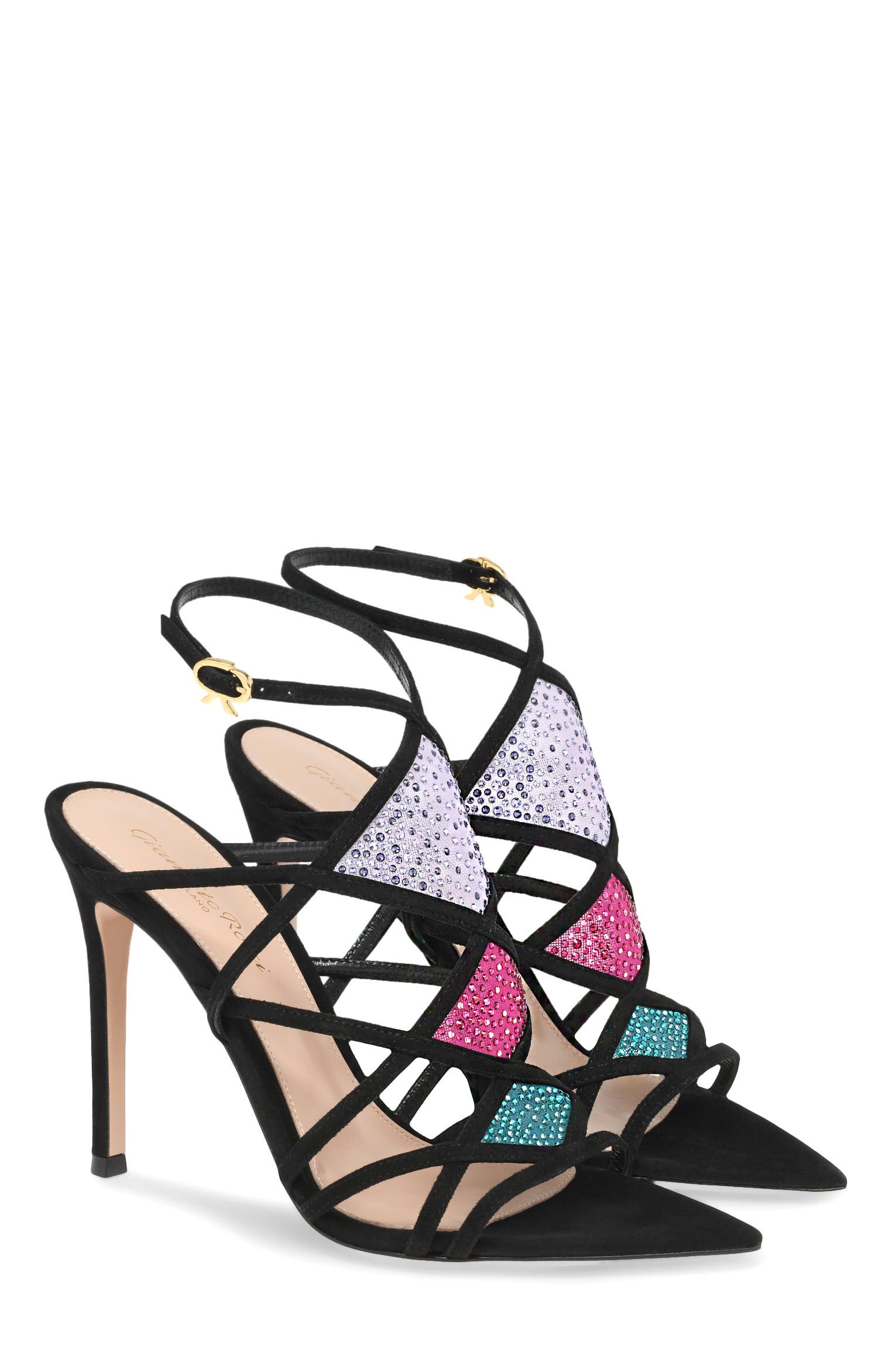 Gianvito Rossi Confetti Sandal, Alternate, color, Purple Suede And Fabric