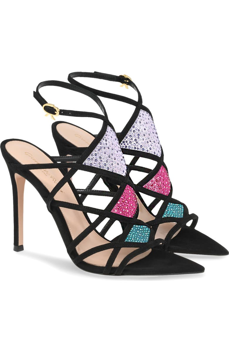 Gianvito Rossi Confetti Sandal, Alternate, color, Purple Suede And Fabric