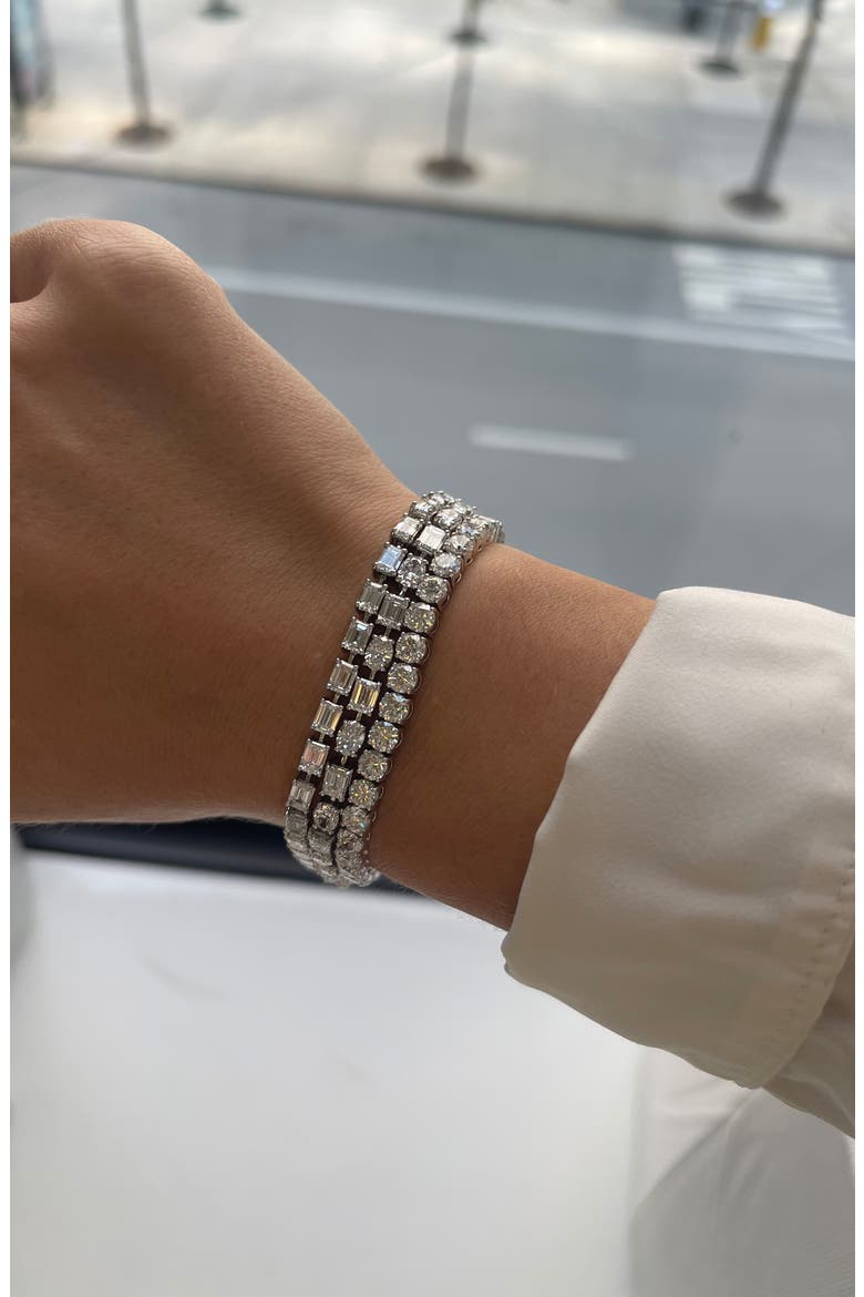 Round Cut Lab Grown Diamond Tennis Bracelet, Alternate, color, WHITE GOLD