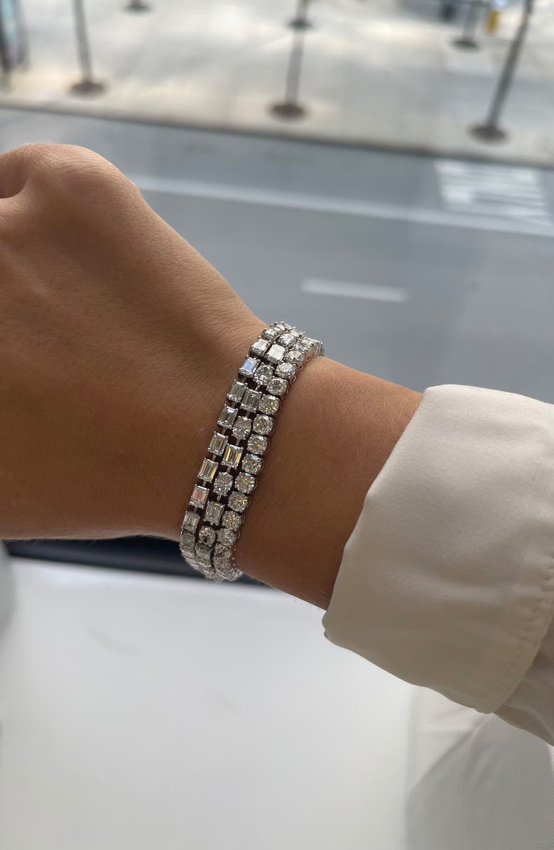 HauteCarat Round Cut Lab Grown Diamond Tennis Bracelet, Alternate, color, White Gold