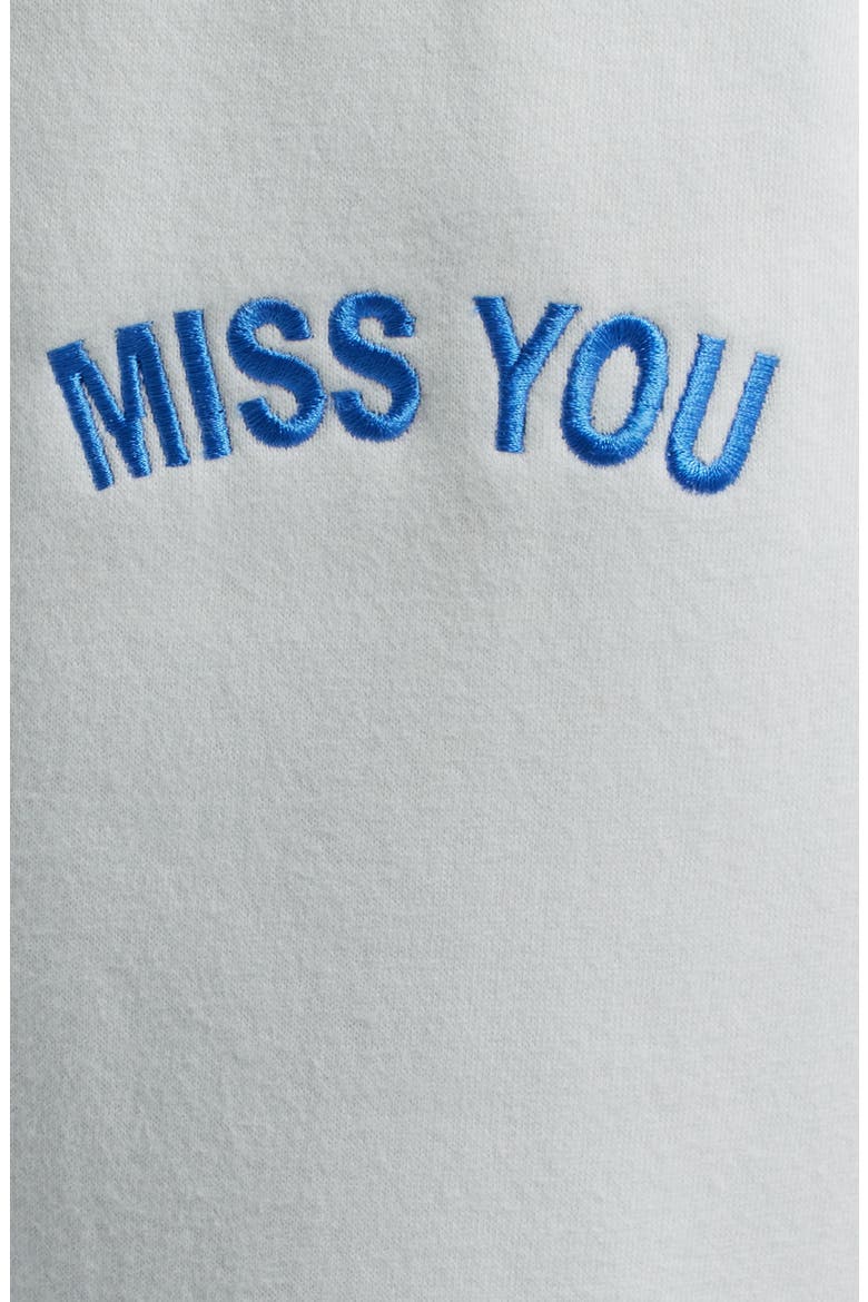 Miss You Embroidered Graphic Sweatpants, Alternate, color, ICE BLUE