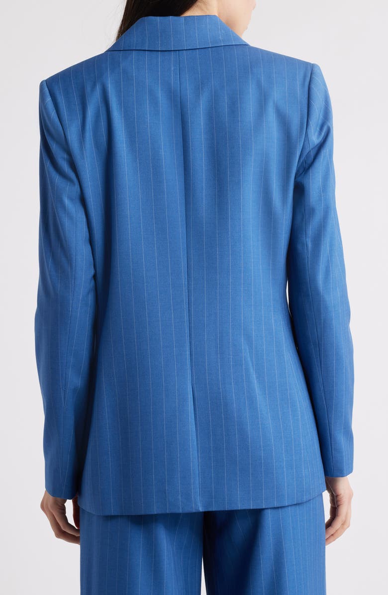 Tahari ASL Pinstripe Double Breasted Blazer, Alternate, color, Indigo