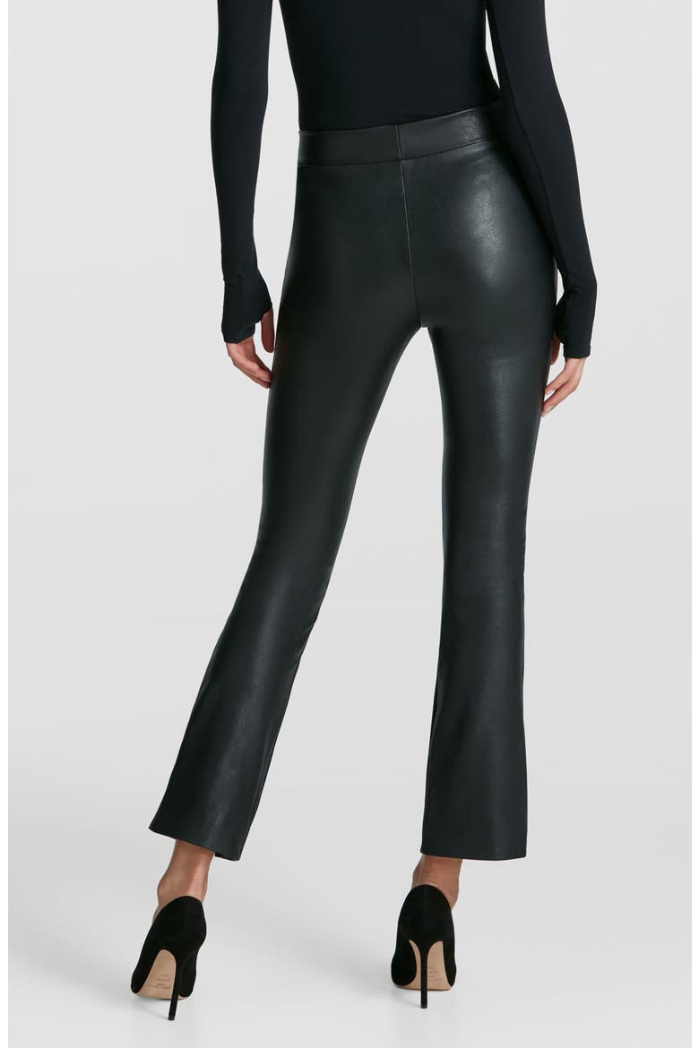 Split Hem Faux Leather Pull-On Pants, Alternate, color, BLACK