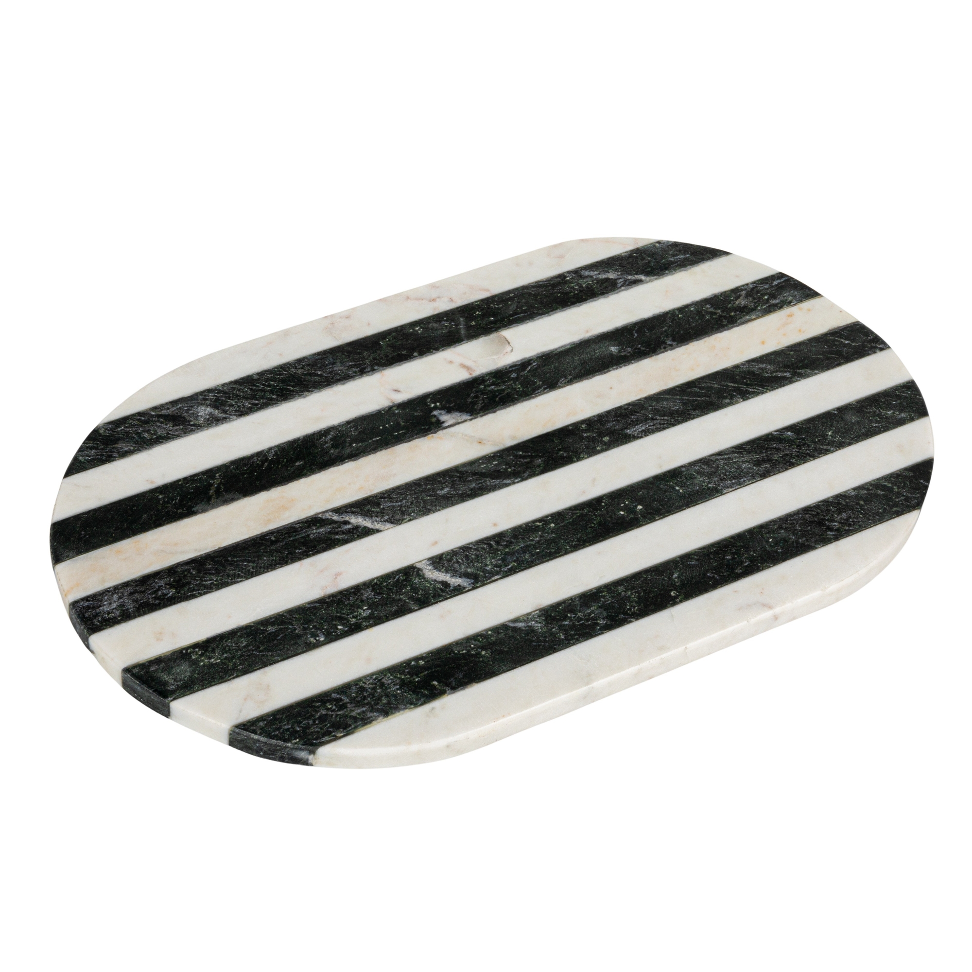 Storied Home Marble Cheese and Cutting Board with Stripes, Black and White - Black