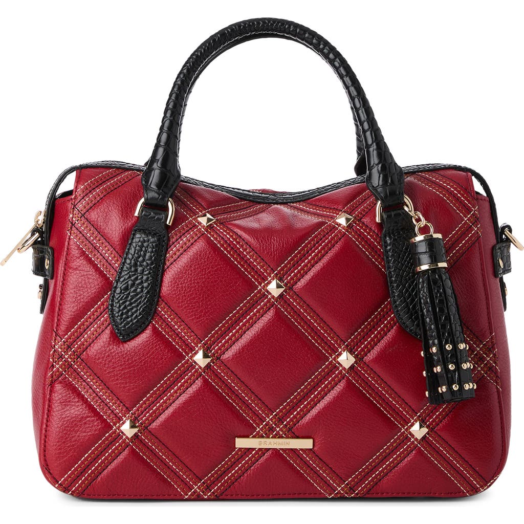 Brahmin Micaela Quilted Leather Satchel In Red