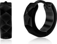 Metallo Men's Diamond Texture Huggie Hoop Earrings
