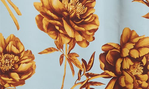 Oscar De La Renta Tonal Peony Print Faille Bustier Gown In Multi