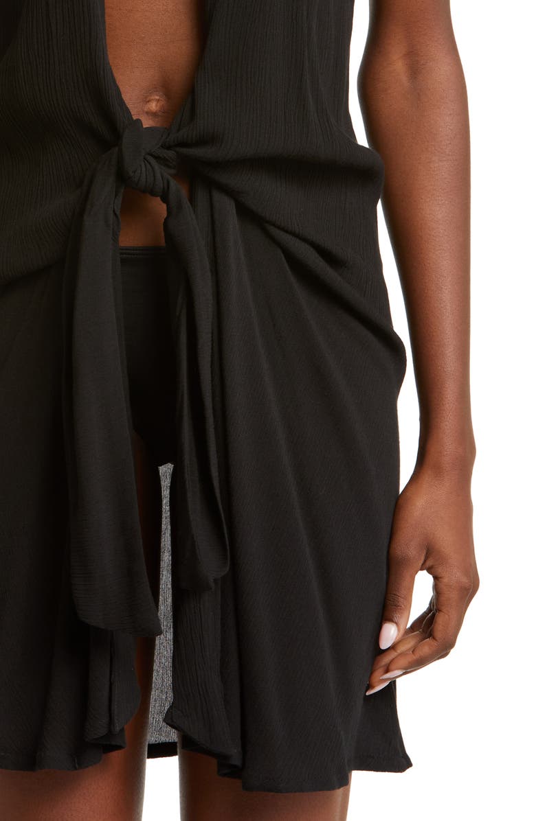 Elan Tie Front Cover-Up Wrap Dress, Alternate, color, Black