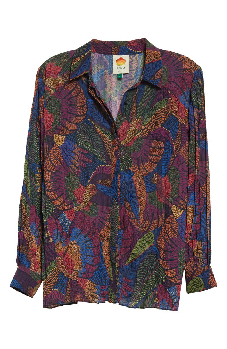 FARM Rio Dotted Macaws Pleated Button-Up Shirt, Alternate, color, Dotted Macaws