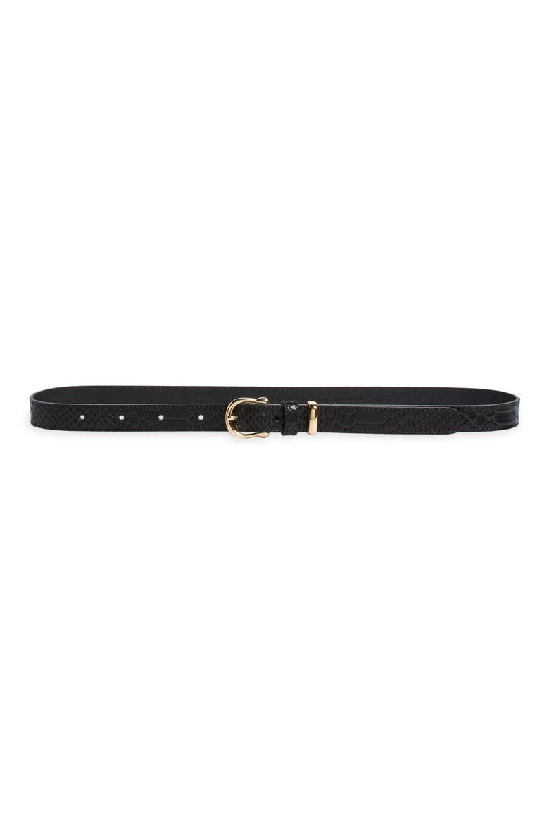 Croc Embossed Belt, Main, color, BLACK DARK