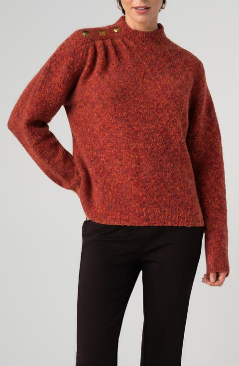 Mock Neck Sweater with Buttons