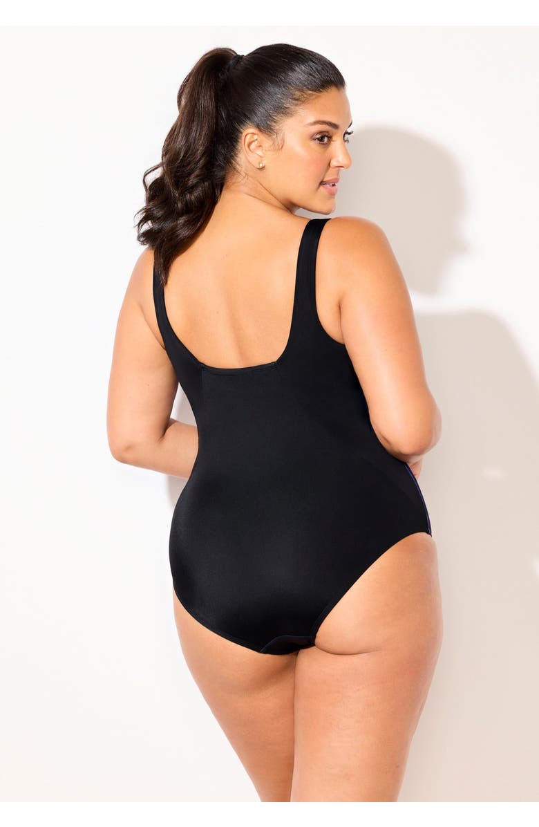 Swimsuits for All Chlorine Resistant Square Neck Tummy Control One Piece Swimsuit, Alternate, color, Blue Starburst