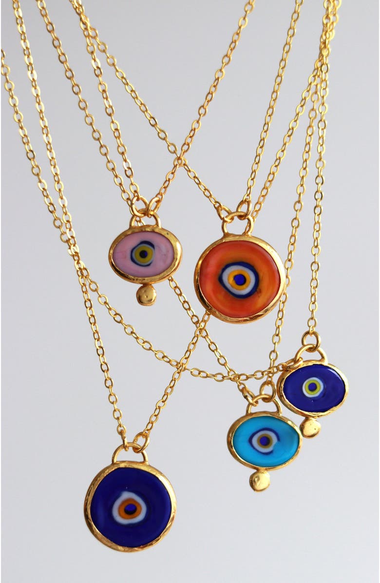Ottoman Hands Azra Evil Eye Pendant Necklace, Alternate, color, Gold