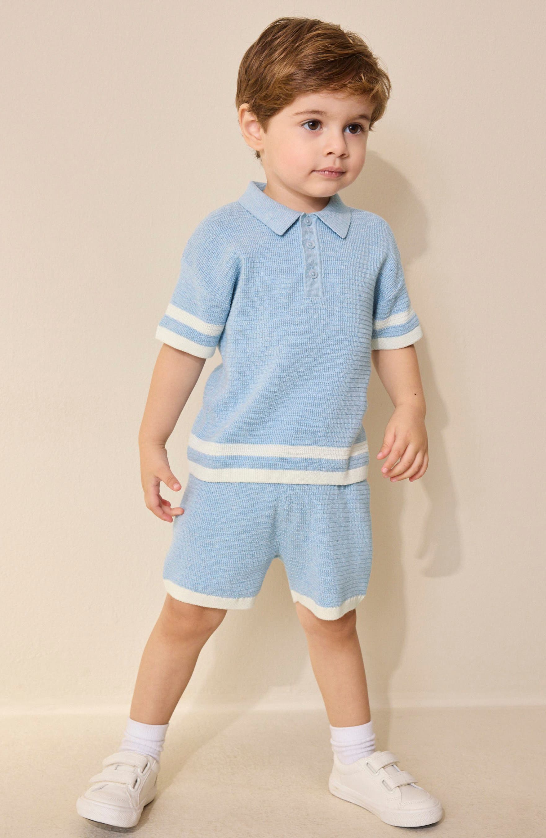 Детские NEXT Stripe Polo Sweater & Shorts Set — фото 2