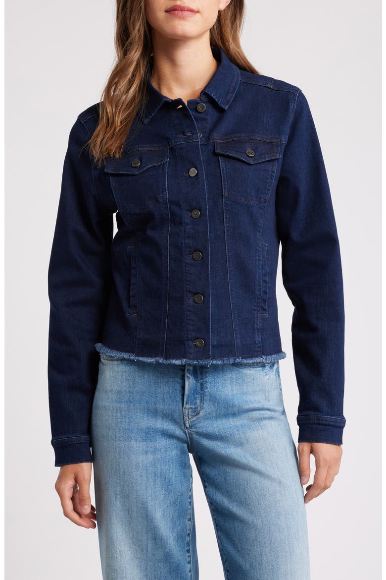 Essential Fray Hem Denim Jacket, Alternate, color, TWILIGHT