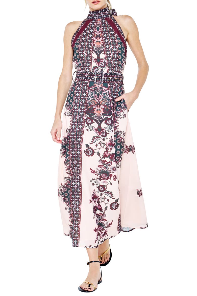 Peta Floral Halter Neck Midi Dress, Alternate, color, GREEN MULTI