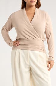 Renee C Surplice V-Neck Long Sleeve Top