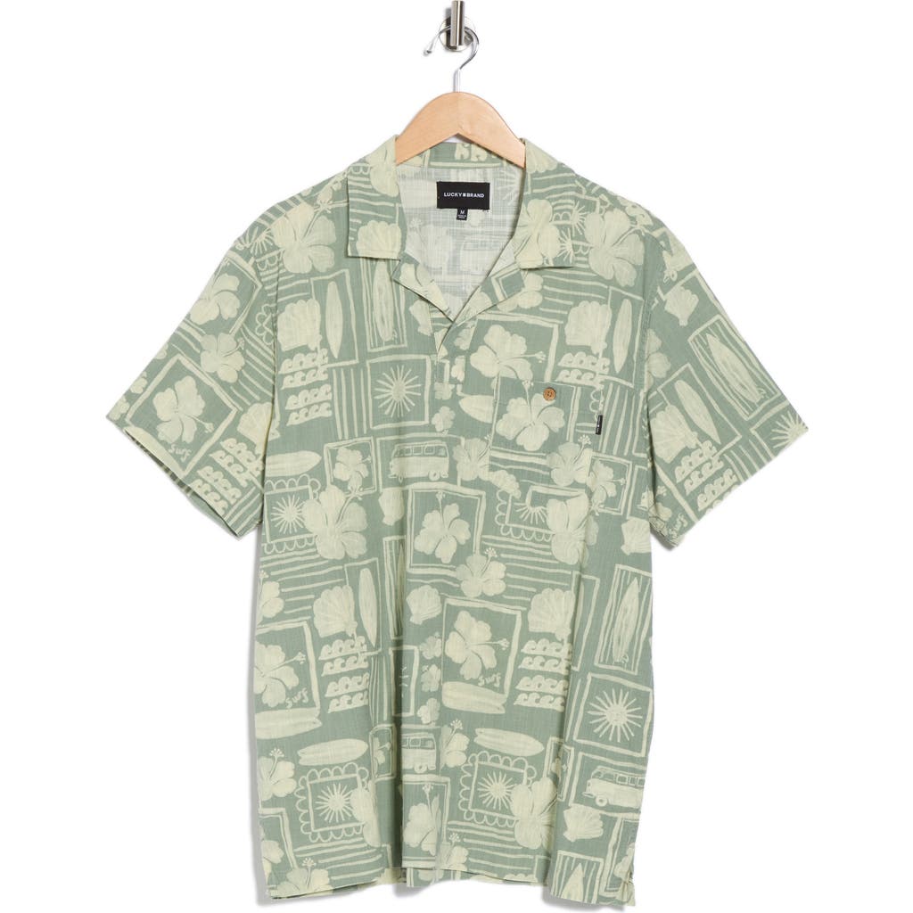 Lucky Brand Short Sleeve Button-up Shirt In Green