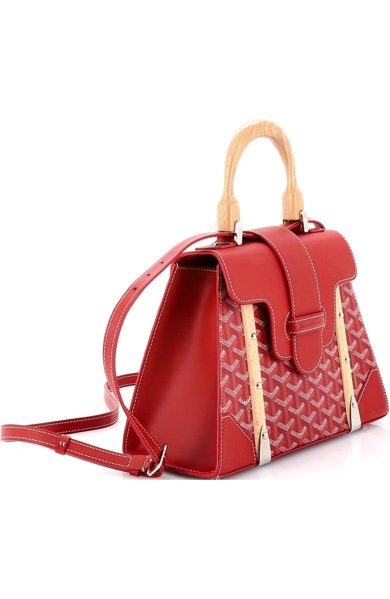 Pre-Owned Goyard Saigon Top Handle Bag Coated Canvas with Leather PM, Alternate, color, Red