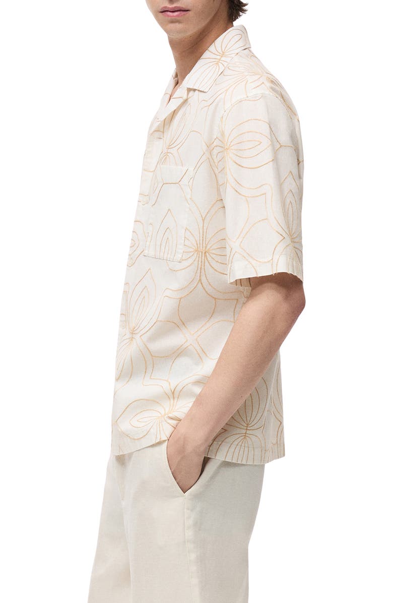 MANGO Embroidered Cotton Camp Shirt, Alternate, color,