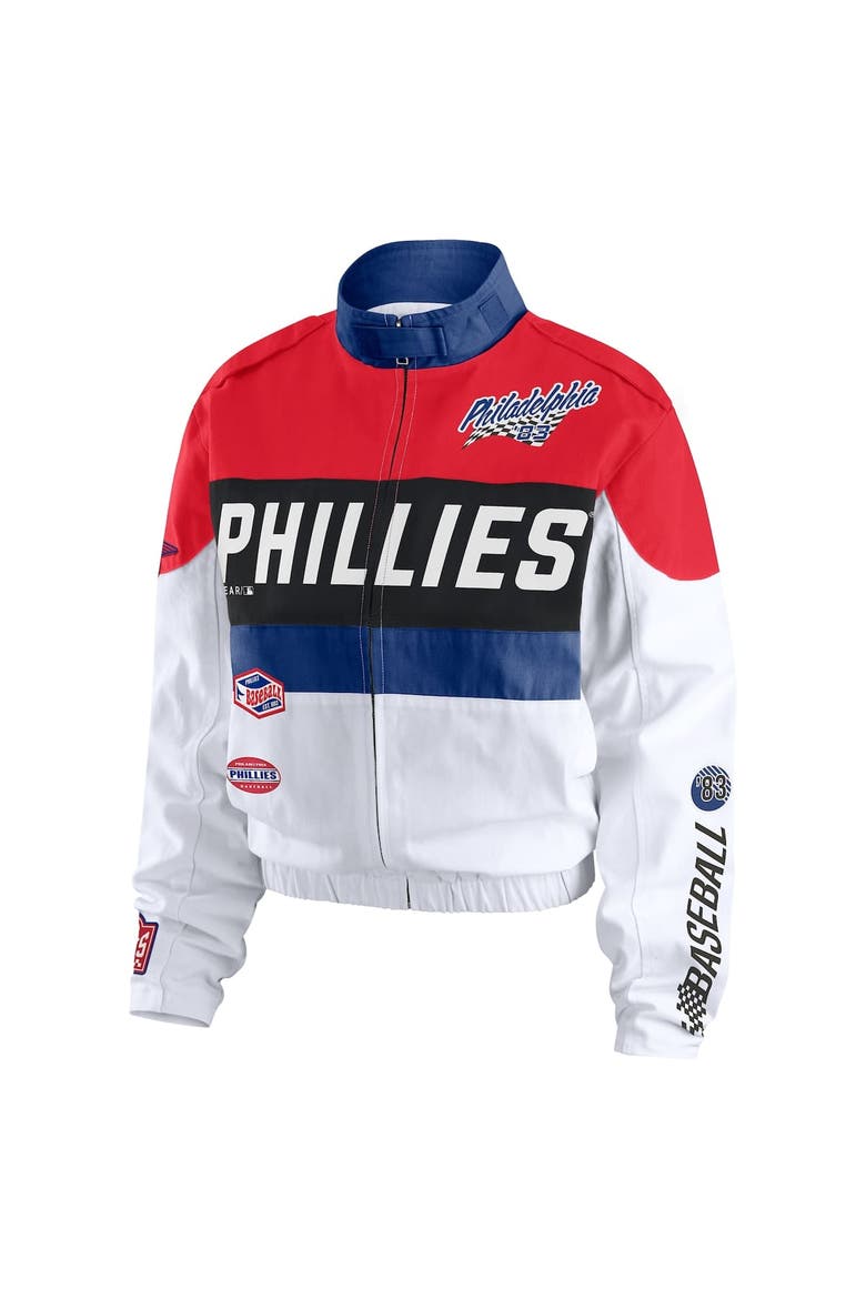 Women's WEAR by Erin Andrews  Red/White Philadelphia Phillies Racing Full-Zip Jacket, Alternate, color, Red