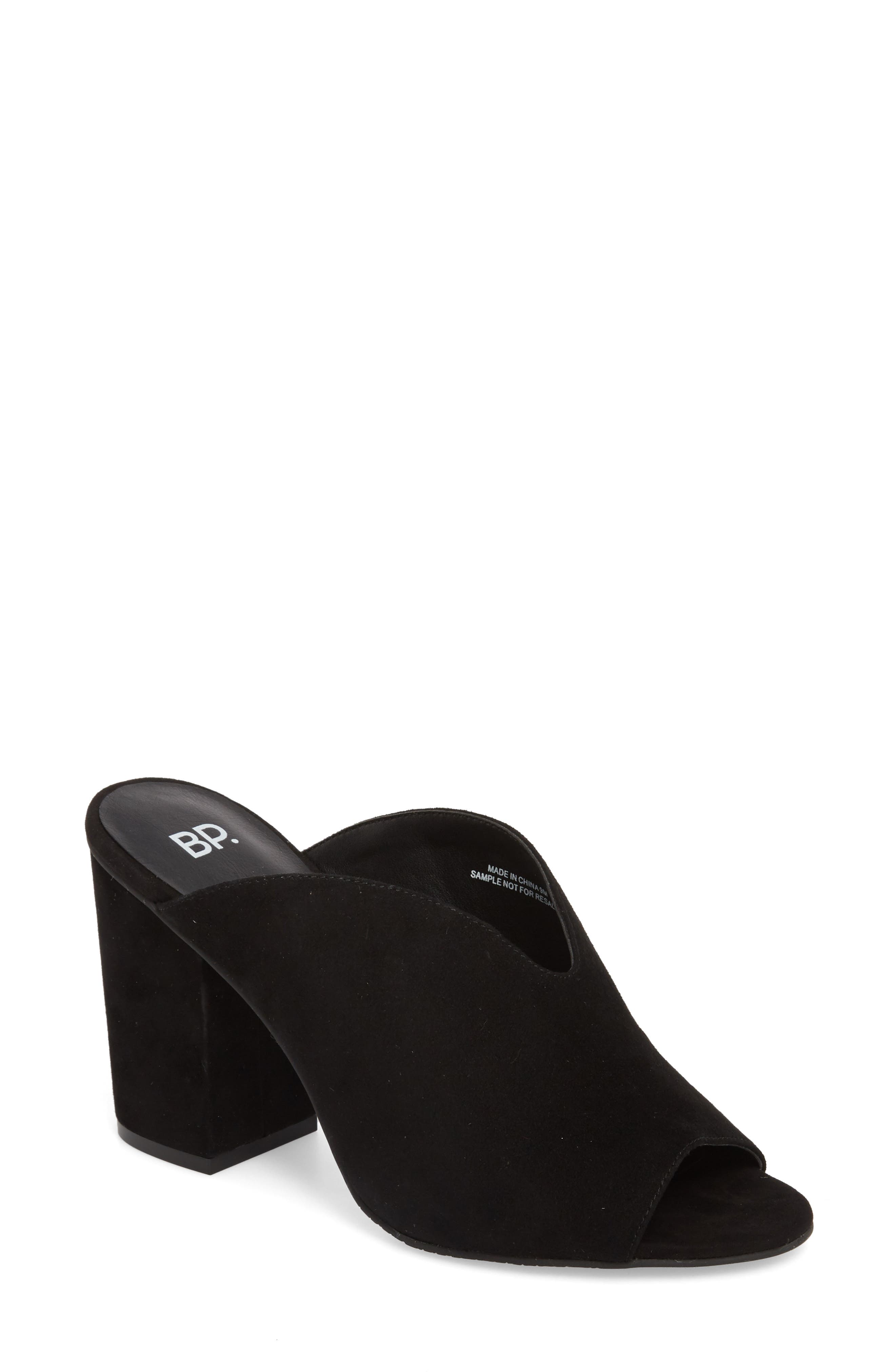 Tonya Open Toe Mule, Main, color, BLACK SUEDE
