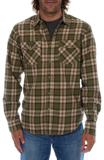 Px Plaid Flannel Long Sleeve Button-up Shirt In Green
