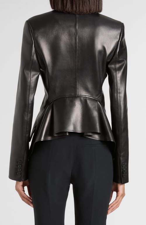 Alexander Mcqueen Mcqueen Tailored Peplum Leather Jacket In Black