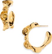Oscar de la Renta Crystal Nest Hoop Earrings