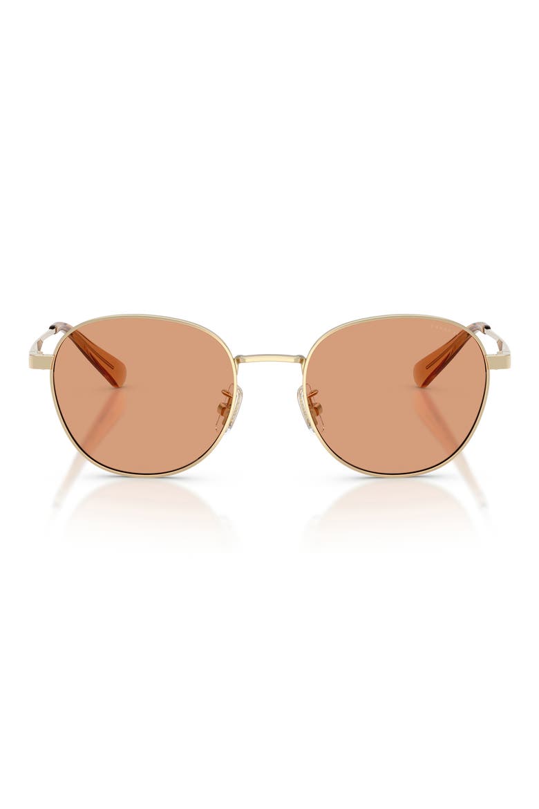 51mm Round Sunglasses, Main, color, SHINY LIGHT GOLD / SAND SOLID