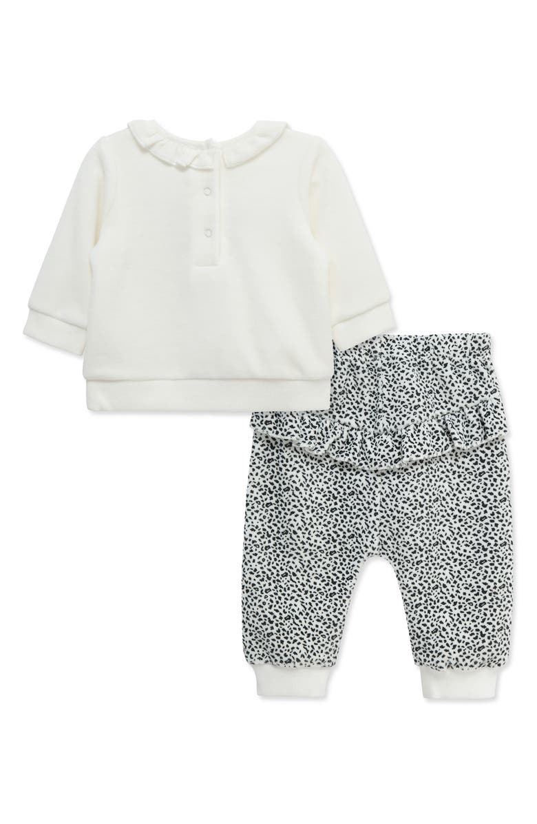 Little Me Geo Bow Shirt & Joggers Set, Alternate, color, Off White/ Black