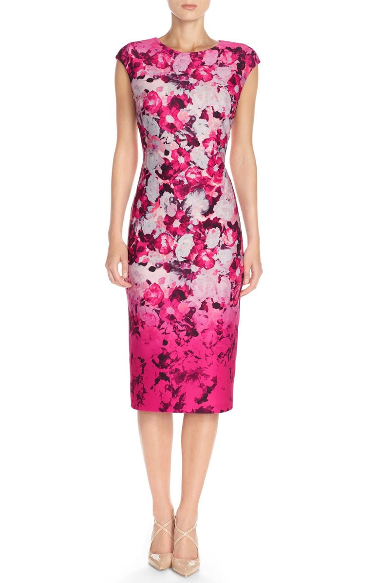 Vince Camuto Floral Scuba Midi Dress, Alternate, color, 