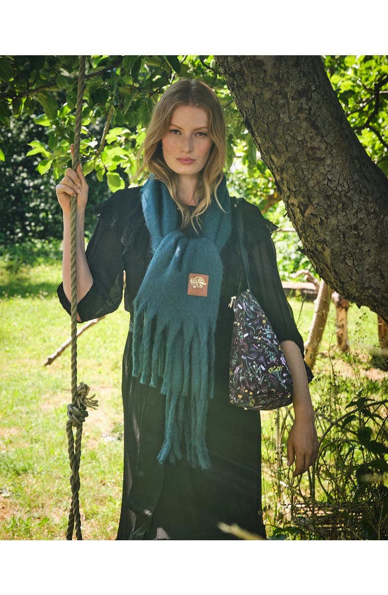 Fable England Cosy Teal Boucle Scarf, Alternate, color, Teal