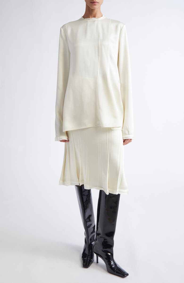 Jil Sander Long Sleeve Reversed Satin Top, Alternate, color, Cornsilk