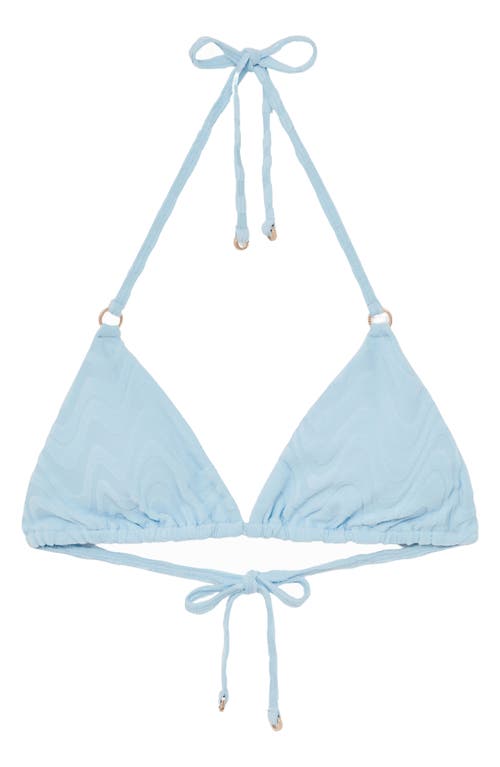 Reiss Blue Textured Wave Triangle Bikini Top In Brown