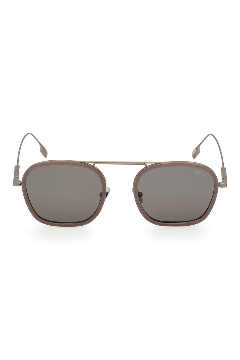 51mm Polarized Geometric Sunglasses, Main, color, LIGHT GOLD / STRIPED BEIGE
