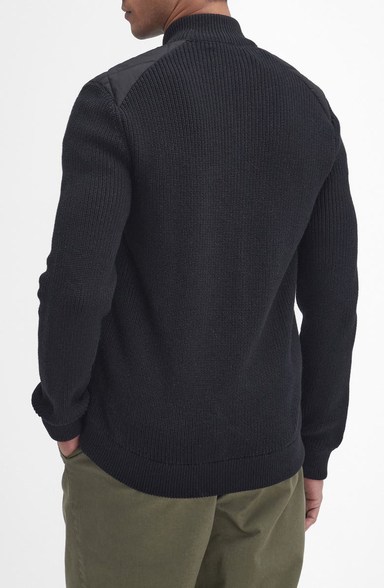 Barbour Newland Quilt Front Zip Cardigan, Alternate, color, Black