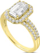 LuvMyJewelry Mariam 14K Yellow Gold Emerald Cut Lab Grown Diamond Halo Engagement Ring - 2.1 Ct