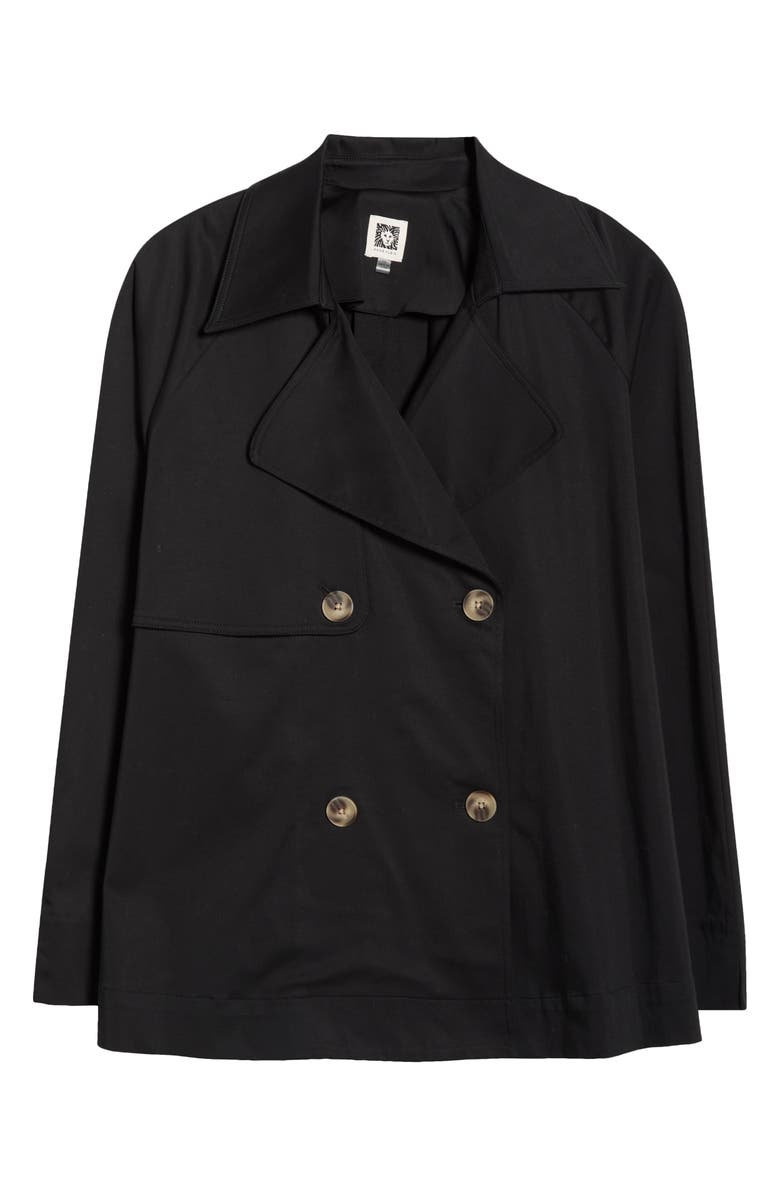 AK ANNE KLEIN Double Breasted Sateen Trench Coat, Alternate, color, Anne Black