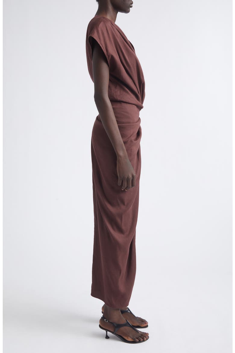 Bettina Stretch Organic Linen Blend Midi Dress, Alternate, color, ESPRESSO