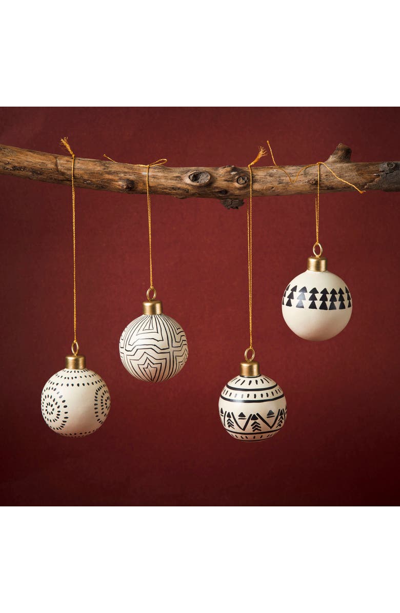 Mela Artisans Wintermark Ornaments, Alternate, color, Soft Tones With Black Motifs
