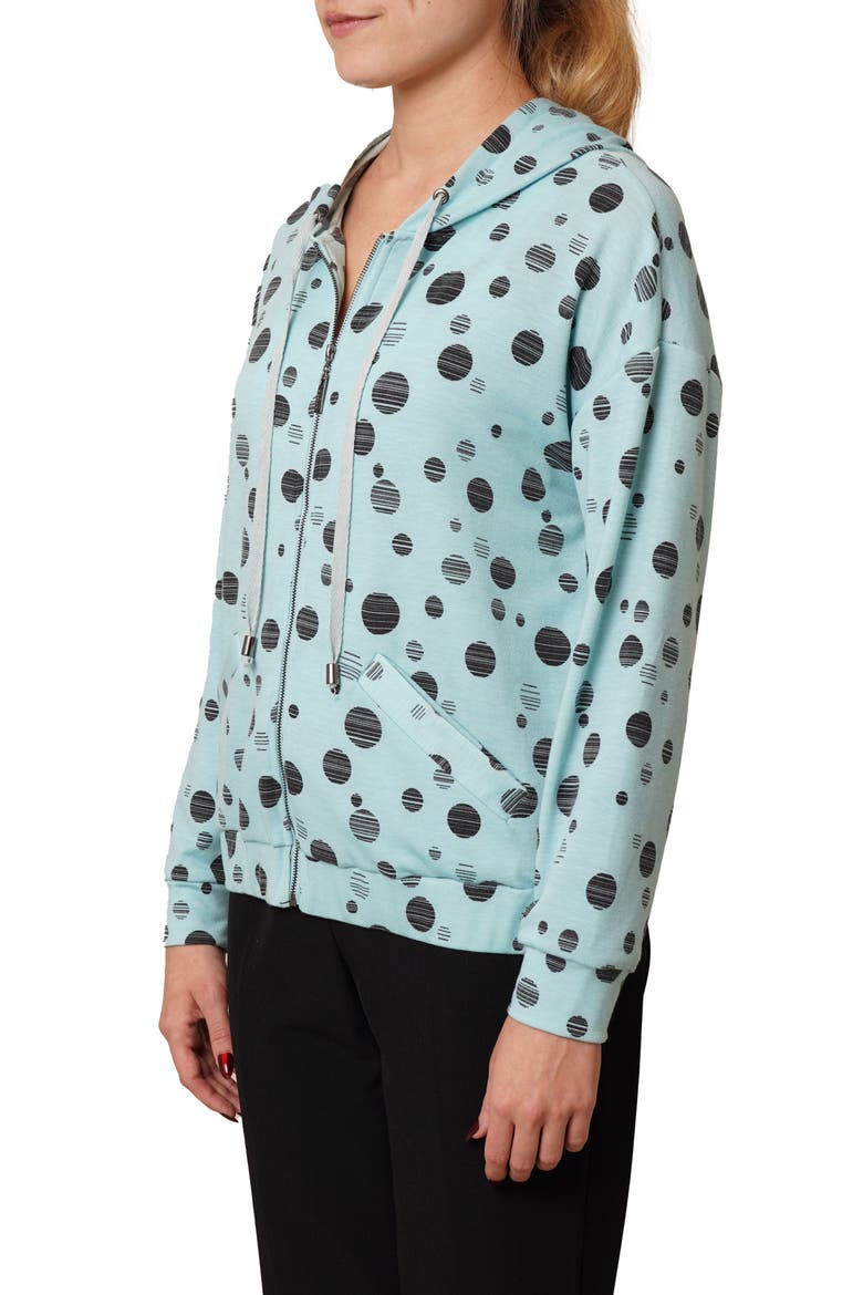 Dots Terry Zip Hoodie, Alternate, color, PASTEL BLUE/ BLACK