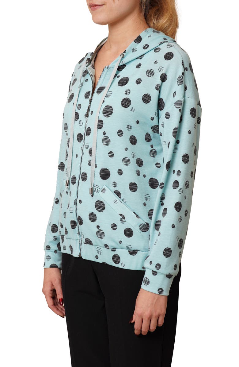 CYRUS Dots Terry Zip Hoodie, Alternate, color, Pastel Blue/ Black